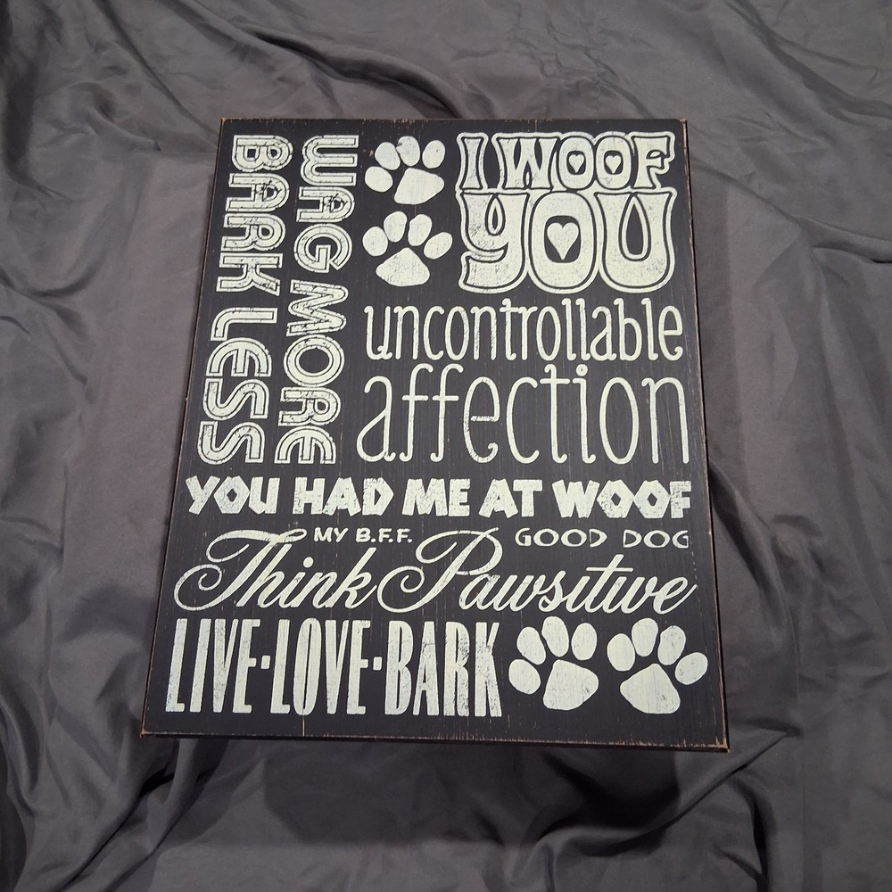 Sixtrees LTD I Woof You,LIVE LOVE BARK Wooden Black‎ & White Frame